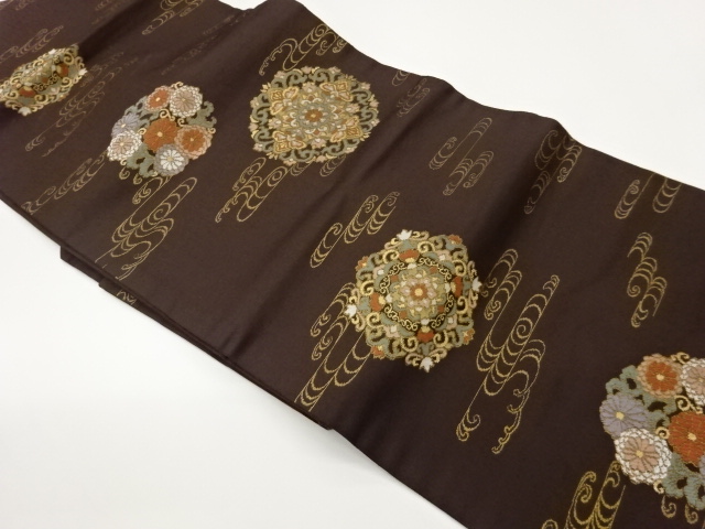 JAPANESE NAGOYA OBI / WOVEN FLOWER CREST